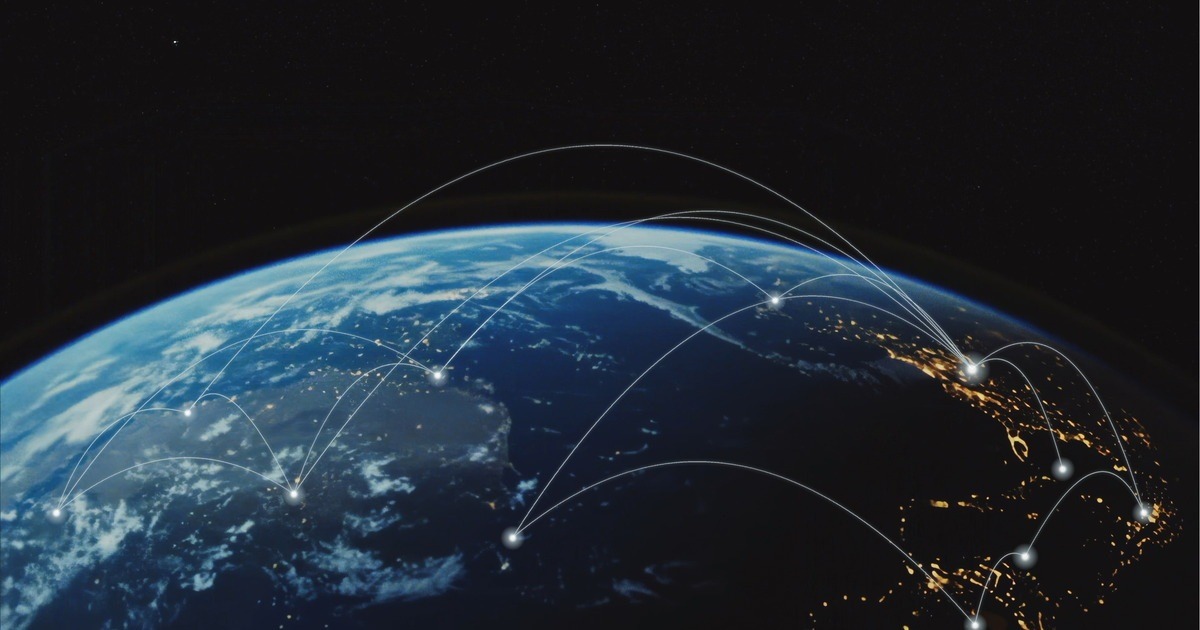 CoreWeave’s global-network announcement artwork; illustrative rather than a photograph of the Denmark facility.